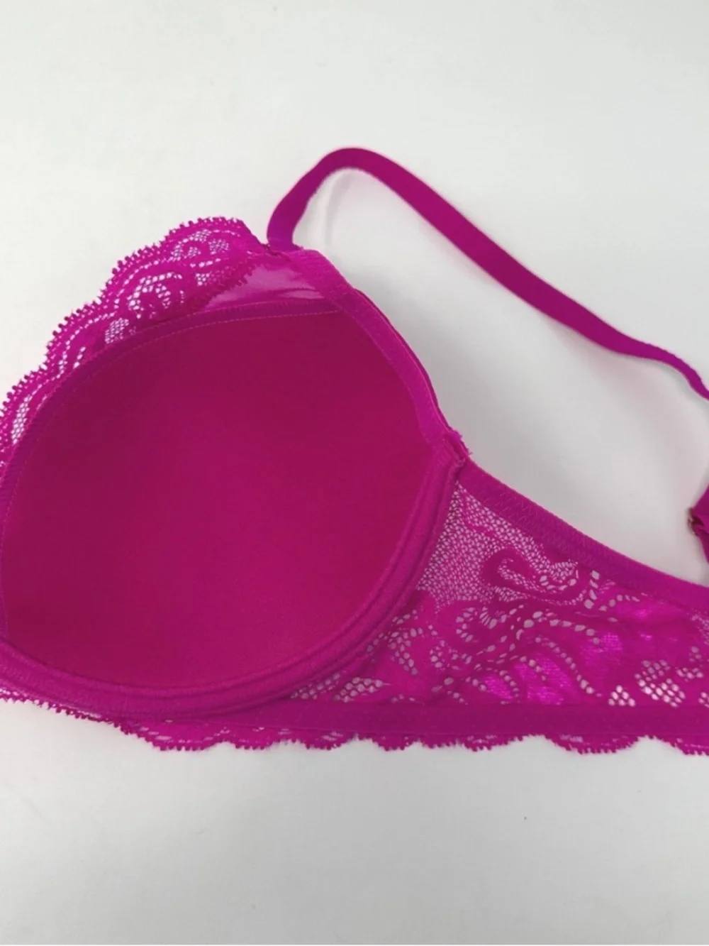 NWT Natori Feathers Contour Plunge Bra Women Size 34C Dragonfruit Hot Pink Lace